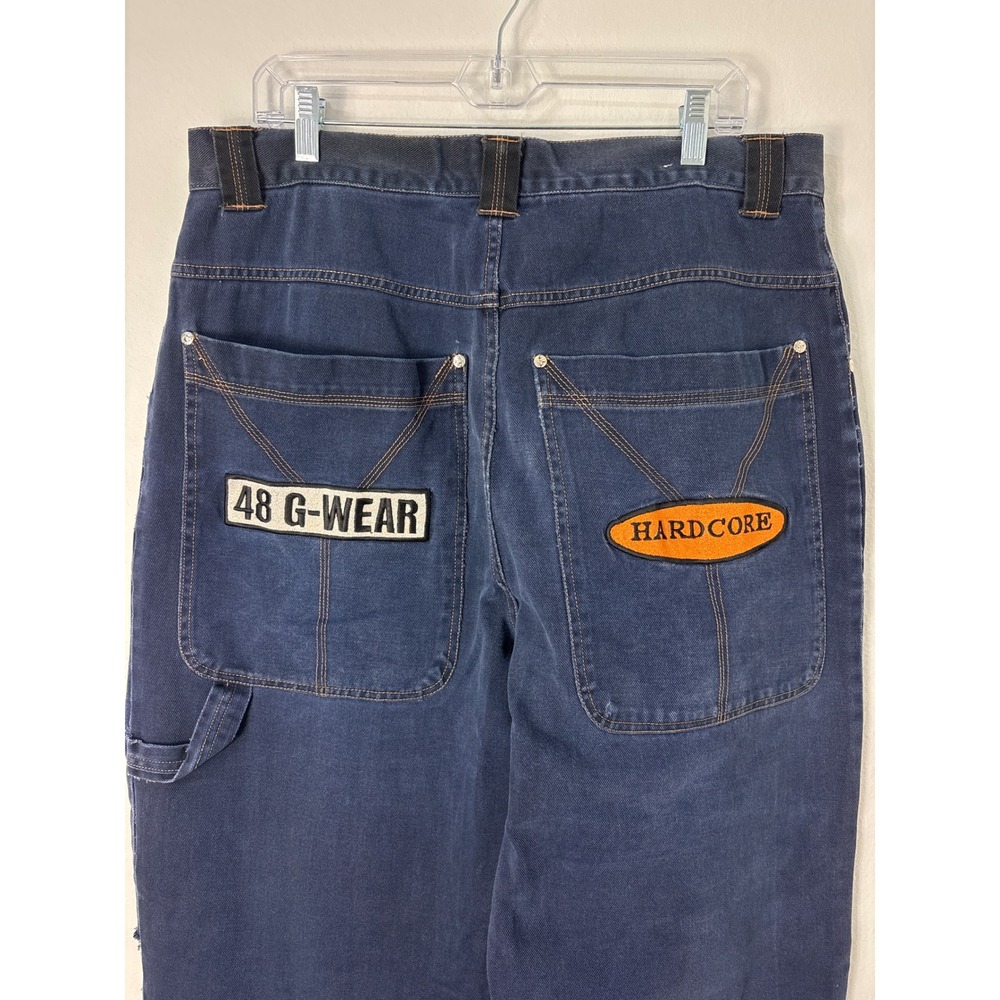 Y2K 48 Jeans Mens 38 Thrashed Hip-Hop Skater‎ Baggy Carpenter Jeans Patches - Picture 6 of 11